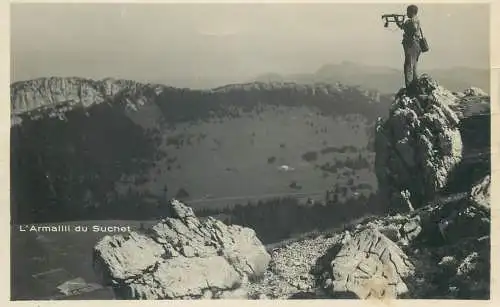 Switzerland postcard L'Armailli du Suchet rock climbing 1933