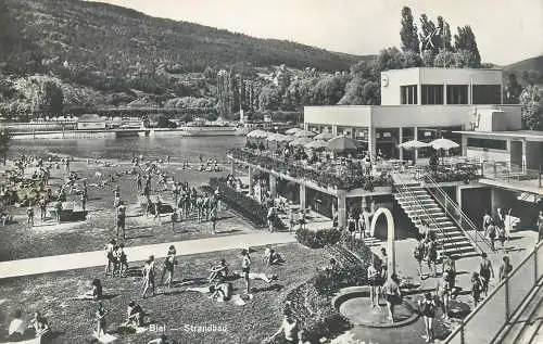 Switzerland Biel Strandbad beach view