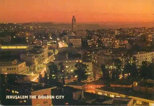 Israel Jerusalem the golden city night view 1973