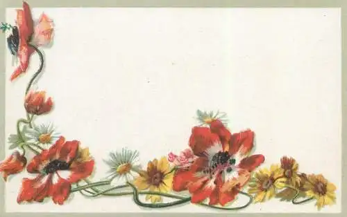 Post card Poppies floral decorative ornament