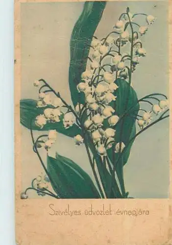 Postcard Name Day greetings lily of the valley bouquet