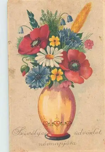 Postcard vase colourful floral arrangement