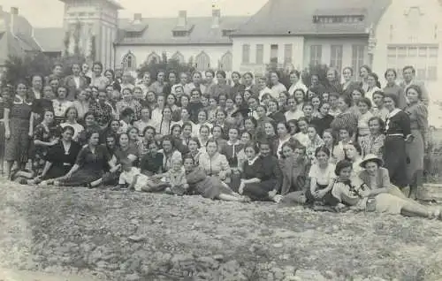 1938 Postcard real photo social history types and scenes group picture