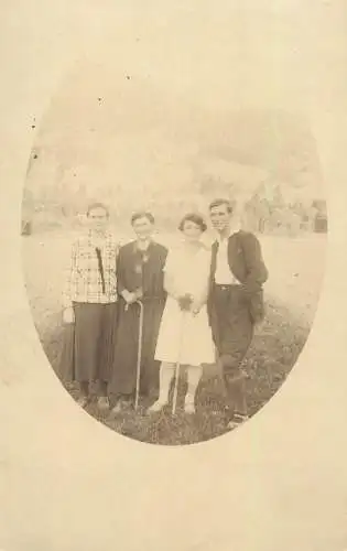 Postcard real photo social history elegant gentleman and ladies friends group picture