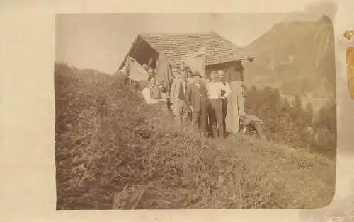 Postcard real photo social history picturesque outdoor scenery mountain people group picture