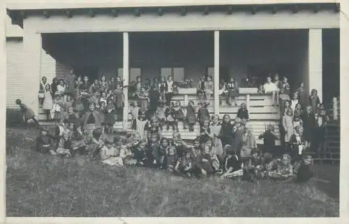 Postcard real photo social history school children camp group picture