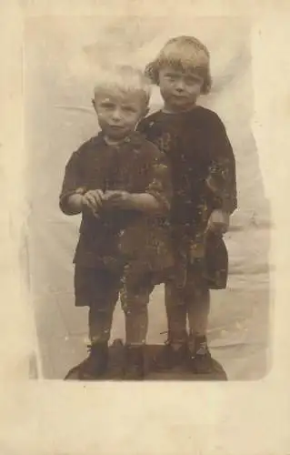 Postcard real photo social history young children brother and sister