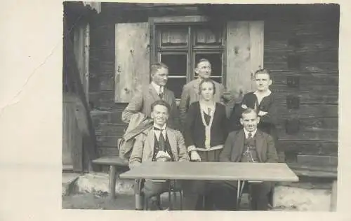Postcard real photo social history family group picture