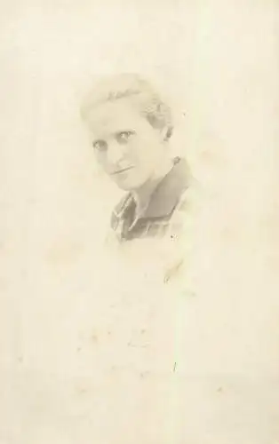 Postcard real photo social history woman head photo detail view