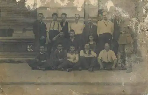 Postcard real photo social history young boys and men group picture