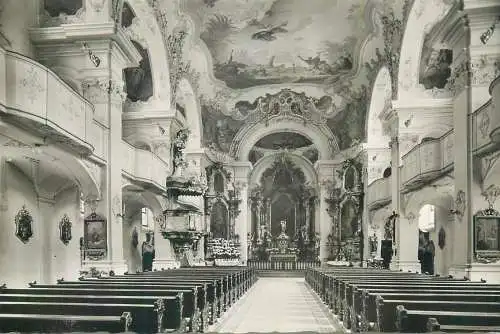 Postcard Germany Lindau im Bodensee Stiftskirche inner view