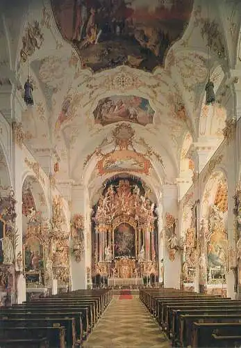 Postcard Germany Pfarrkirche Dietramszell inner view