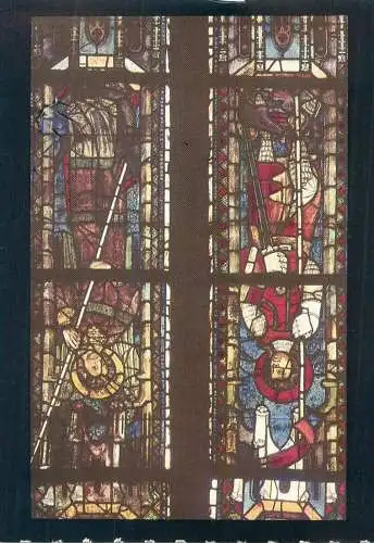 Postcard Germany Mulhausen Thuringen Pffarkirche St Blasius Heiligenfenster Hl. Georg und Hl. Michael