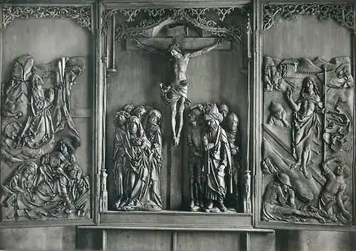 Post card Germany Rothenburg ob der Tauber St Peter- und Paulskirche Heilig Kreuz Altar T. Riemschneider