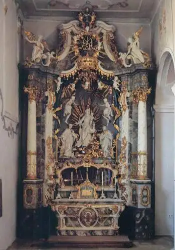 Postcard Germany Berching Klosterkirche Rokoaltar Maria als Rosenkranzkonigin Benediktinerabtei Plankstetten