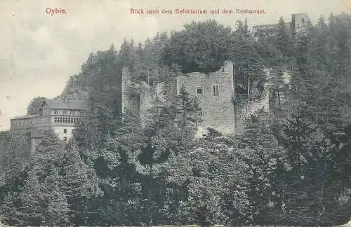 Oybin Blick nach dem Refektorium und dem Restaurant 1911