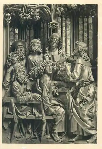Postcard Rothenburg ob der Tauber St Jakobskirche Ausschnitt aus dem Blutaltar T. Riemschneider artwork detail view