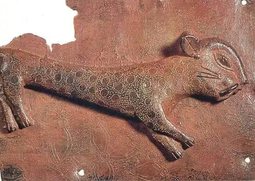 Postcard Leopard decoration bronze plate artifact Benin Nigeria