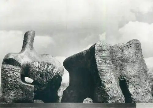 Postcard Two-piece Reclining Figure Henry Moore modern art sculpture