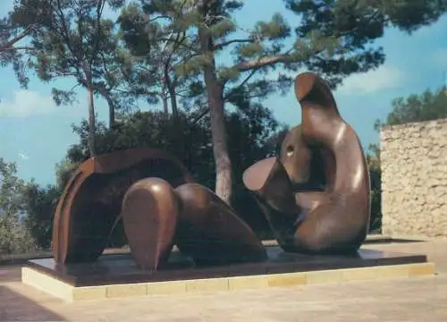 Postcard Three-piece reclining figure artwork Draped 1975