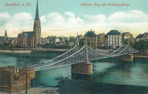 Frankfurt Brucke & Kirche AK