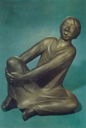 Postcard Der singende Mann Bronze statue Ernst Barlach sculpture