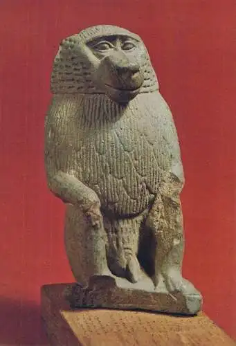 Postcard Egyptian art sculpture Pavian monkey