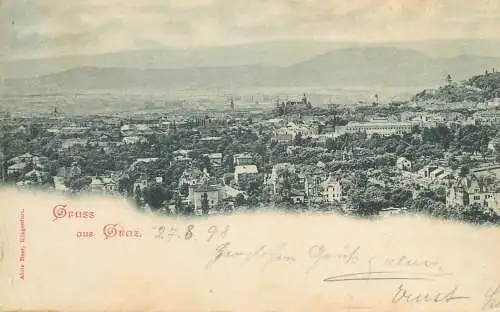 Graz 1898 panorama Postkarte