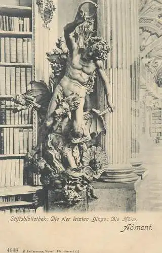 Admont Stiftsbibliothek statue c.1908 Postkarte