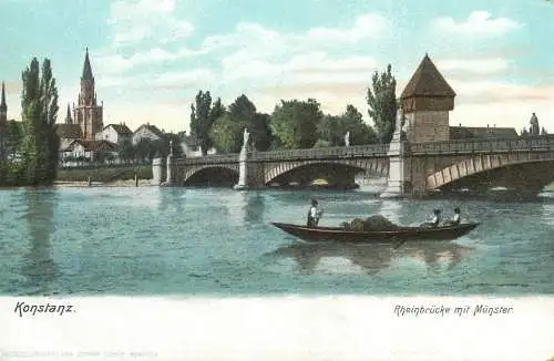 Konstanz Rheinbrucke mit Munster AK