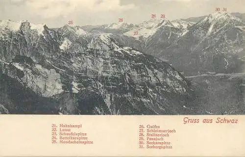 Schwaz mountains peaks scenery Landschaft vintage card not postcard