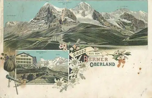 Litho gruss aus dem Berner Oberland as pe 2scans 9 ( crease damage )