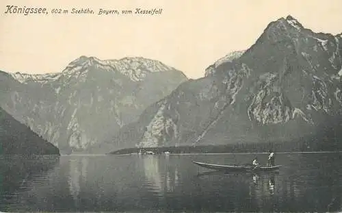 Konigsee Königssee Seehohe Bayern vom Kesselfall boat