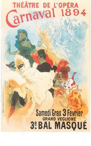 Dalkeith`s classic poster advertising postcard France 1894 Jules Cheret Carnaval bal masque