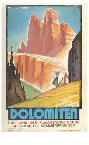Dalkeith`s classic poster advertising postcard Italy 1930 F. Lenhart Dolomiten