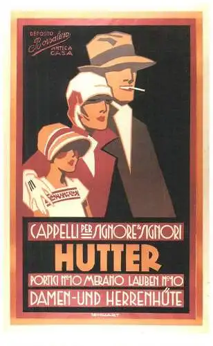 Dalkeith`s classic poster advertising postcard Italy 1930 F. Lenhart Hutter Cappelli casa di moda