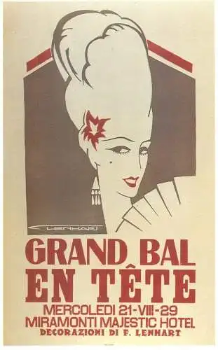 Dalkeith`s classic poster advertising postcard Italy 1929 F. Lenhart Grand Bal en Tete