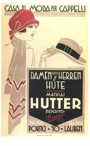 Dalkeith`s classic poster advertising postcard Italy 1920 F. Lenhart Hutter Damen Herren casa di moda Cappelli
