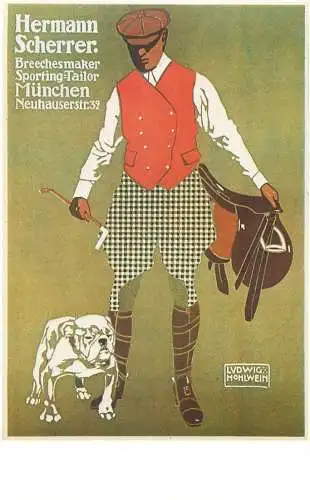 Dalkeith`s classic poster advertising postcard Germany Ludwig Hohlwein Hermann Scherrer polo and bulldog