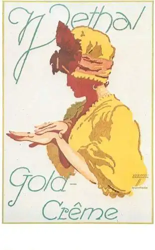 Dalkeith`s classic poster advertising postcard Germany Ludwig Hohlwein Gold creme Munchen