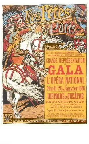 Dalkeith`s classic poster advertising postcard France 1885 Eugene Grasset tres fetes de Paris