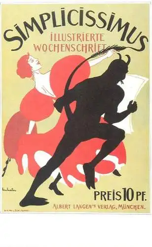 Dalkeith`s classic poster advertising postcard Germany 1890 Thomas Theodore Heine Simplicissimus illustrated