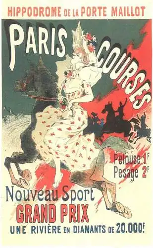 Dalkeith`s classic poster advertising postcard France 1890 Jules Cheret Paris courses hippodrome Grand Prix