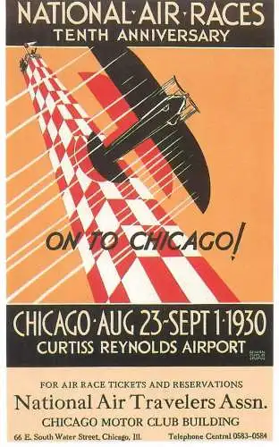 Dalkeith`s classic poster advertising postcard USA 1930 General Display Studios National Air races Chicago