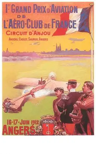 Dalkeith`s classic poster advertising postcard France 1912 grand prix d'aviation aero club de France Angers