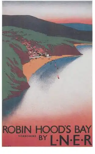 Dalkeith`s classic poster advertising postcard UK 1938 Tom Purvis Robin Hoods bay LNer