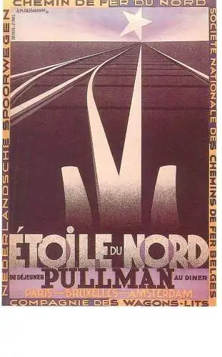 Dalkeith`s classic poster advertising postcard France 1927 A M Cassandre Etoille du Nord Pullman