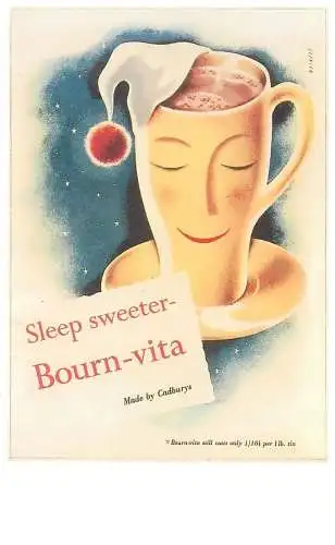 Dalkeith`s classic poster advertising postcard UK 1951 Clynick sleep sweeter Bourn vita