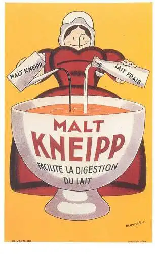 Dalkeith`s classic poster advertising postcard 1920 Beuville France Malt Kneipp