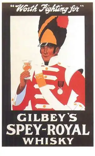 Dalkeith`s classic poster advertising postcard Gilbey's Spey Royal Whisky Rj Cooper Scotland